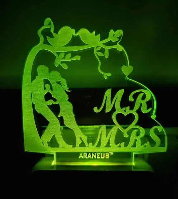 Unicept Mr & Mrs Lovely Couple Tree 3D Illusion Design Extremely 7 Color Changing Night Lamp, Multicolor, NE-80