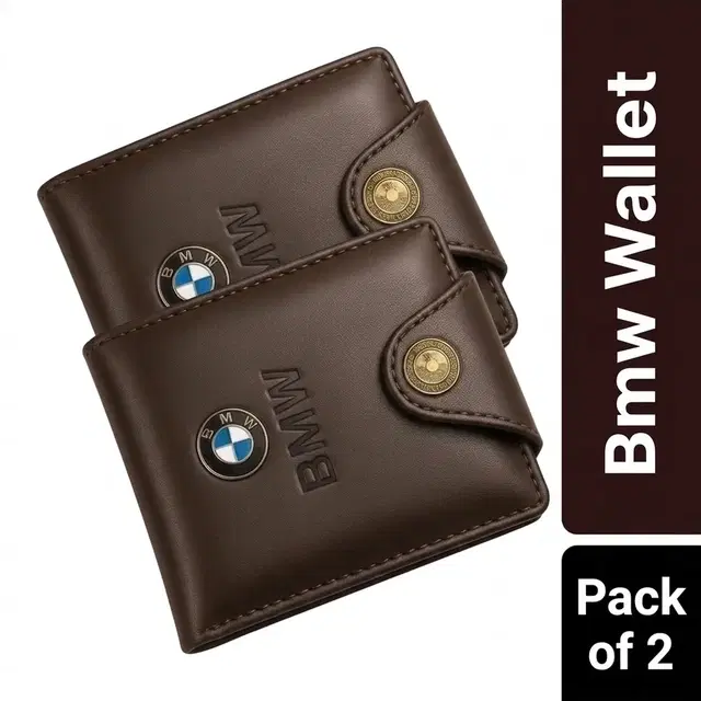 BMW Wallet for Men - Pack of 2, Dark Brown