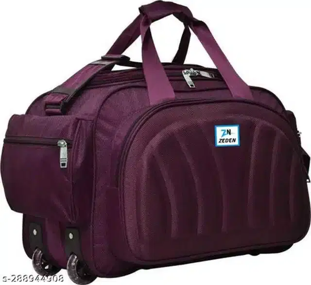 Polyester Strolley Duffel Bag, Purple, 40 L