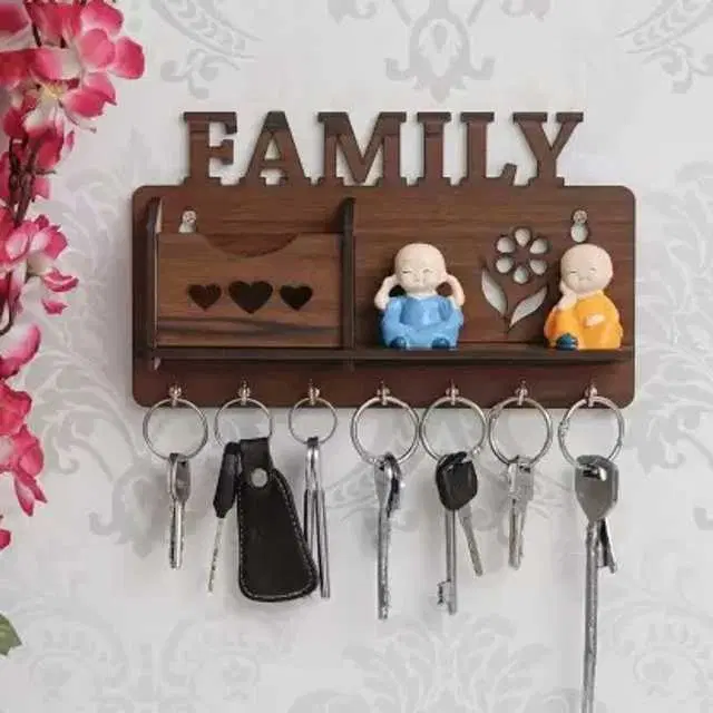Fancy Wooden Key Holder, Dark Brown, HC-009