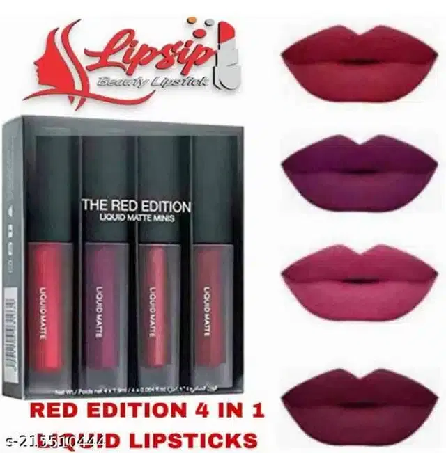 The Red Edition Lipsticks, Multicolor, Pack of 4