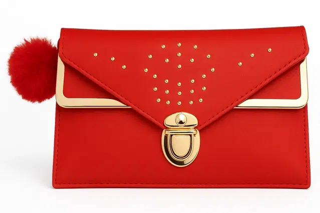 Women's Party wear/ Casual Hand wallet clutch Red Style 7,(One )