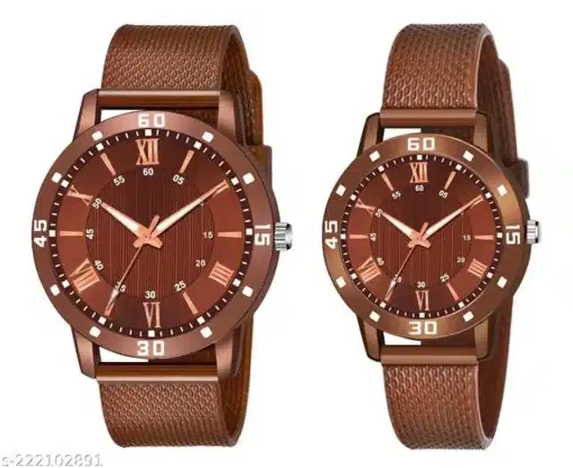 Analog Watch for Couple, Pack of 2 (Multicolor)