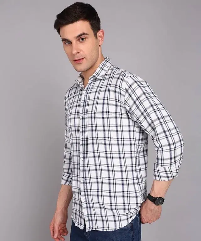 Cotton Full Sleeves Shirt for Men (Off White, XXL)