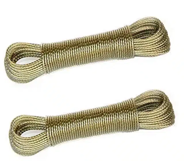 PVC Coated Clotheslines with Hook, Pack of 2, Gold, 20 m