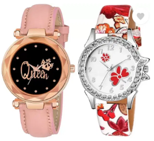 Analog Watch for Women & Girls, Pack of 2 (Multicolor)