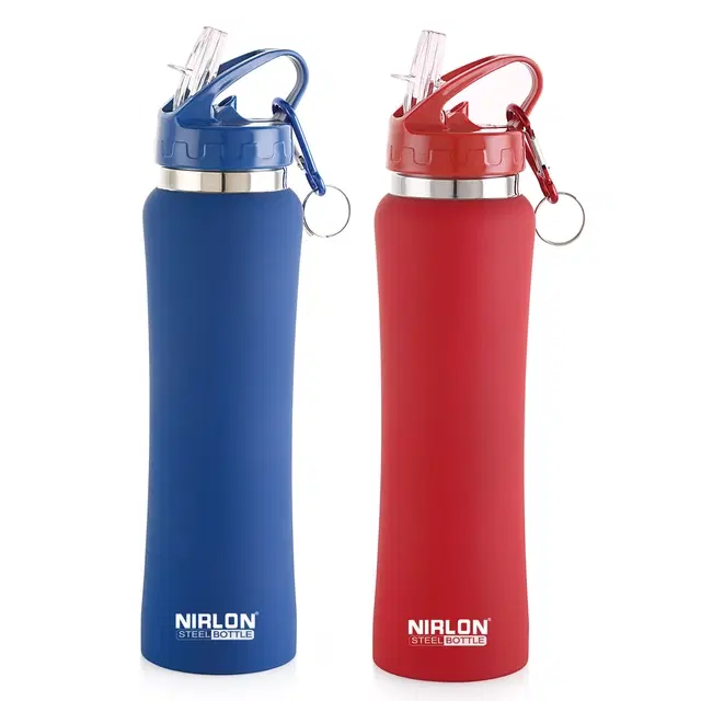 Nirlon Stainless Steel Sipper Water Bottle, Multicolor, 750 ml, Pack of 2