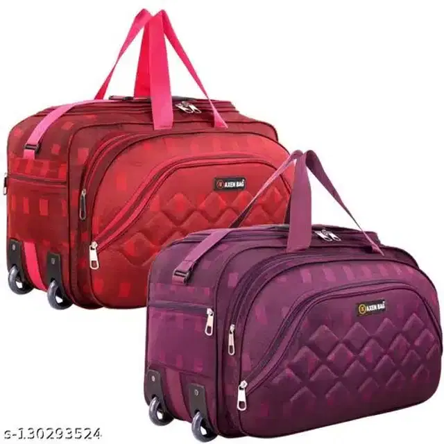 Polyester Trolley Duffel Bag for Men & Women, Red & Purple, Pack of 2