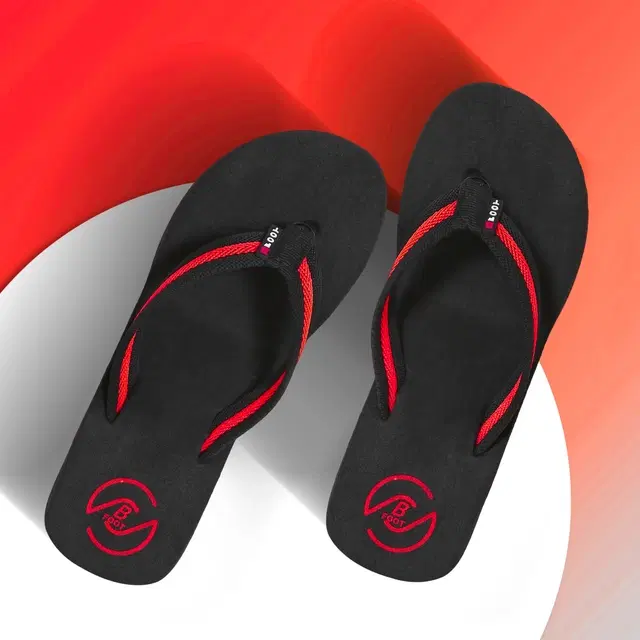 Flip-Flops for Women (Red & Black, 8)
