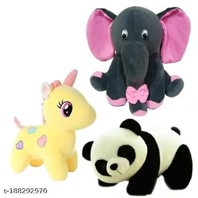 Stuffed Toys for Kids, Multicolor, Pack of 3