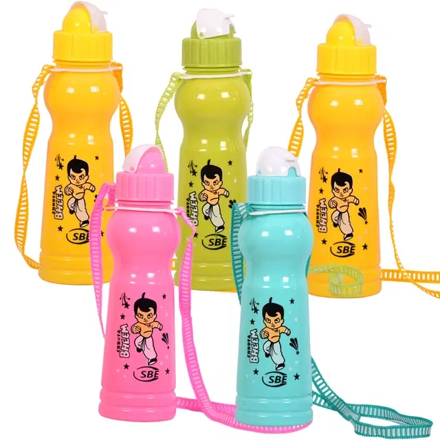 Plastic Fridge Water Bottles for Kids, Multicolor, 500 ml, Pack of 5