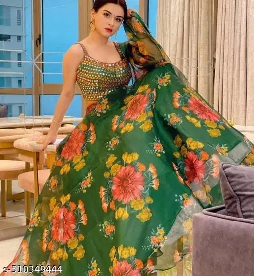Lehenga Choli for Women (Green, Free Size)