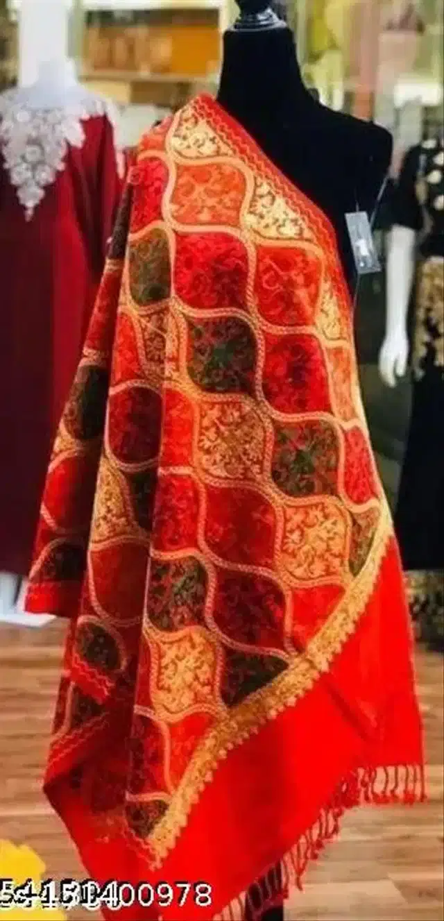 Acrylic Shawl for Women (Red)