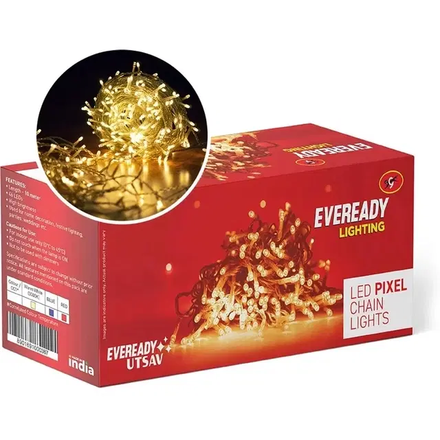 EVEREADY Pixel 46 Led Ladi | Decorative and Festive Lighting | High Brightness | Bis Approved | Made in India | Warm White - 10 Meter