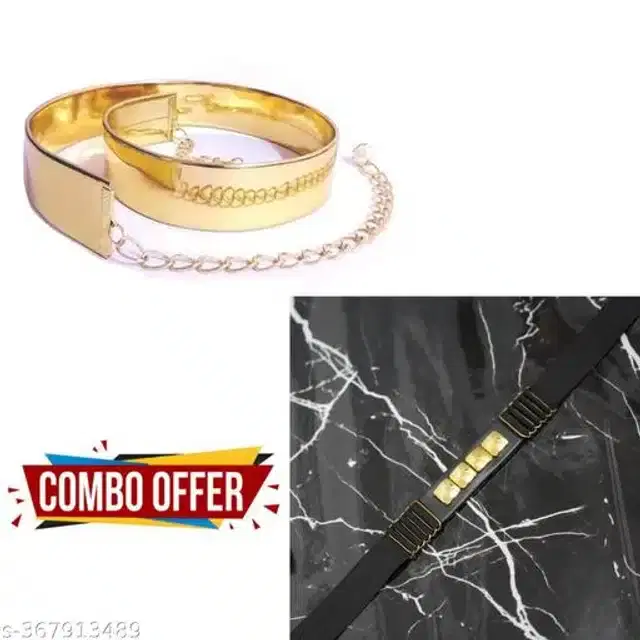 Fancy Belts for Women, Pack of 2 (Gold & Black)