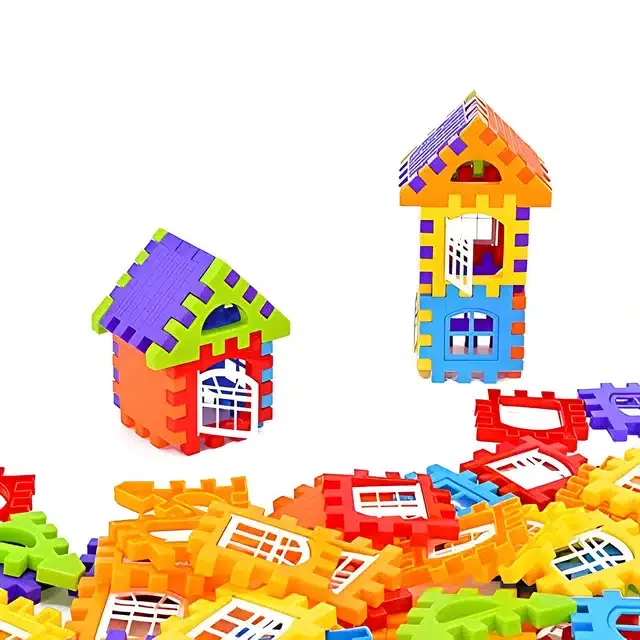 Plastic Educational Big House 50 Pcs Building Blocks Toy Set for Kids, Multicolor