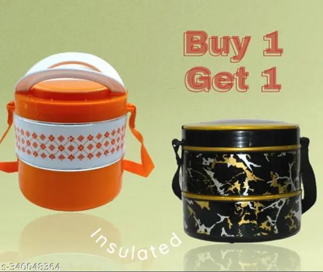 Plastic Lunch Box, Multicolor, Pack of 2