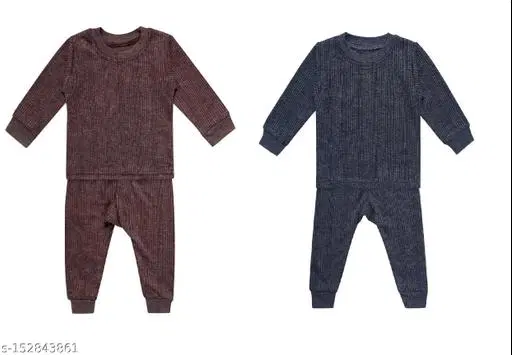 Polycotton Thermal Set for Kids, Set of 2 (Multicolor, 18-24 Months)