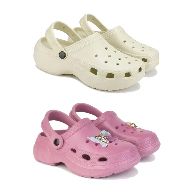 Clogs for Women, Pack of 2 (Multicolor, 7)