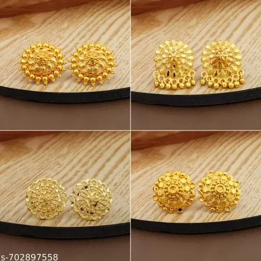 Premium Quality Gold Finish Stud Earrings Combo