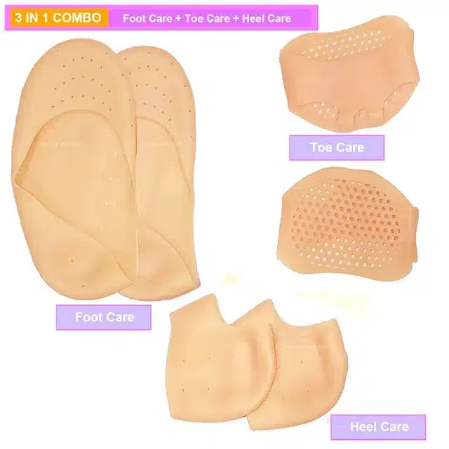 Silicone Gel Heel Socks with Pad, Assorted, Set of 3