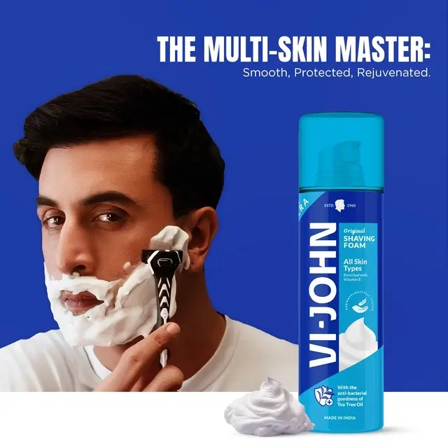 Vi-John All Sking Type Shaving Foam Vitamin E & Tea Tree Oil Enriched 400 g