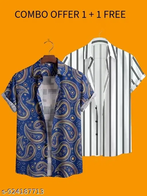 Casual Shirts Pack of 2 for Men (Teal, S)