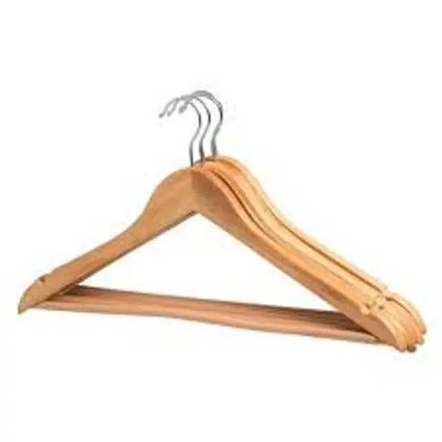 Pinak Cotton Space Saving Non-Slip Hangers, Pack Of 4, Beige, PS-166