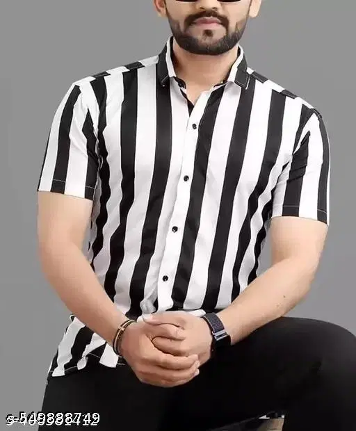 Printed Shirt for Men (White, S)