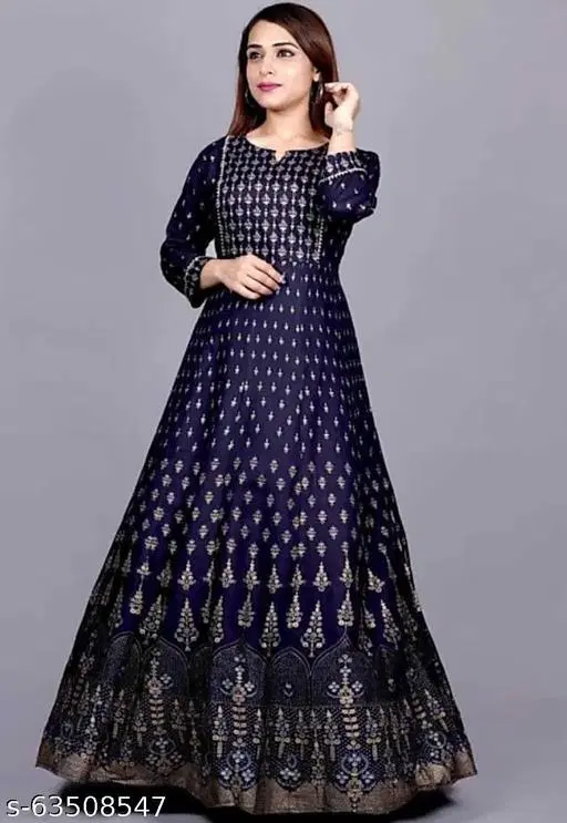 Rayon Gown for Women, Navy Blue (XS)