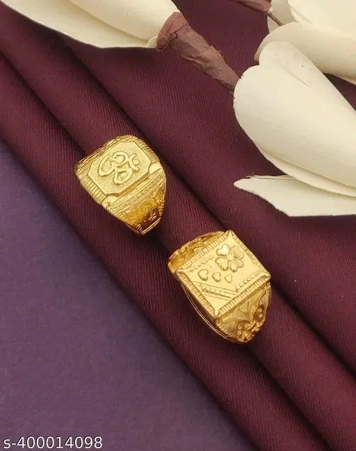 Pack of 2 Gold Rings for Women (Gold)