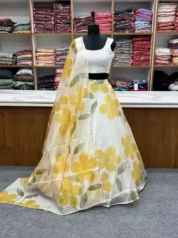 Ready to Wear Lehenga Choli for Women (Yellow, XS)