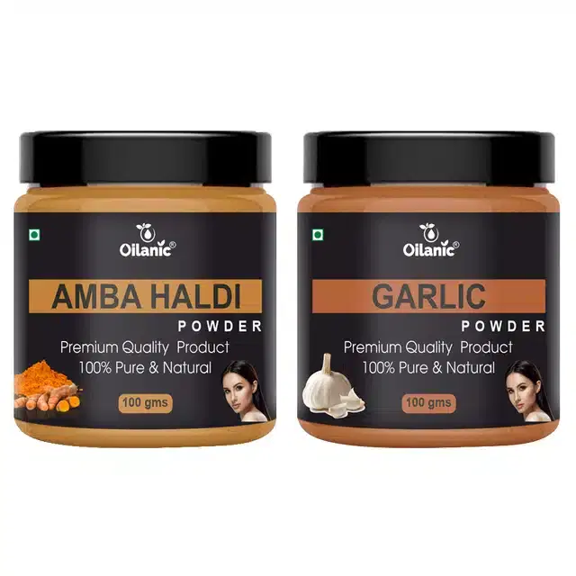 Natural Amba Haldi & Garlic Powder for Skin & Hair, Pack of 2, 100 g
