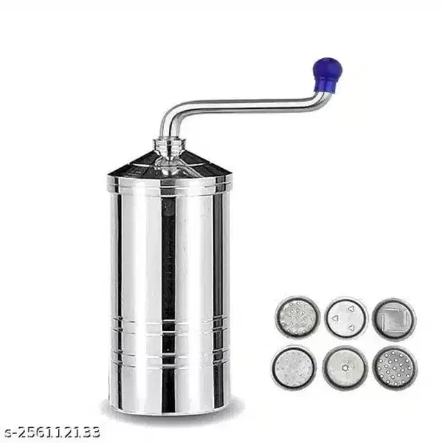 Stainless Steel Sev Maker Machine with 6 Jali, Silver, Set of 1