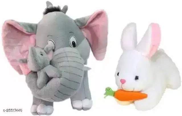 Stuffed Toys for Kids, Grey & White, Set of 2