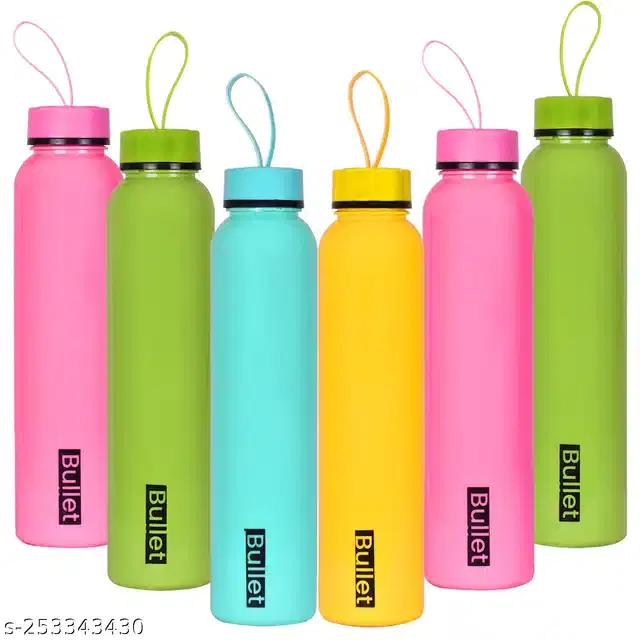 Plastic Water Bottles Set, Pack of 6, Multicolor, 1000 ml