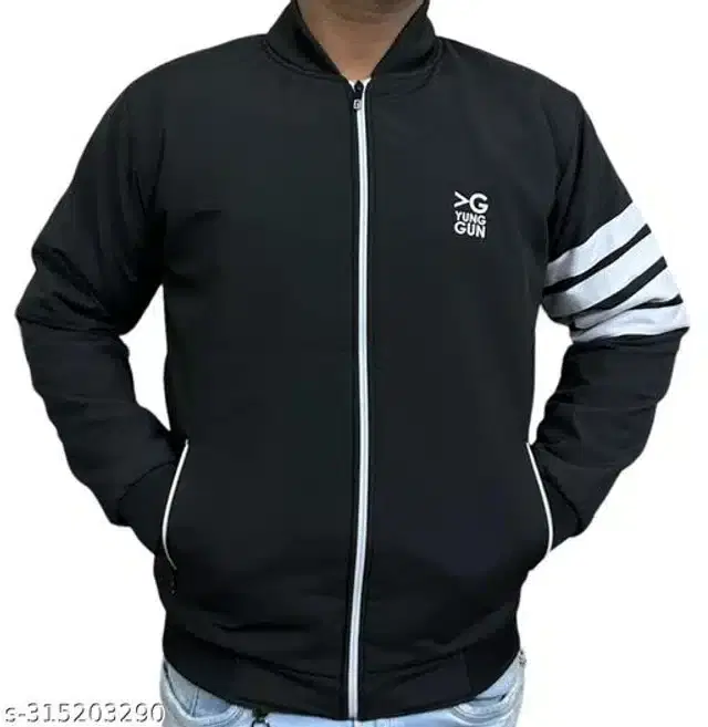 Polyester Jacket for Men (Black, XL)