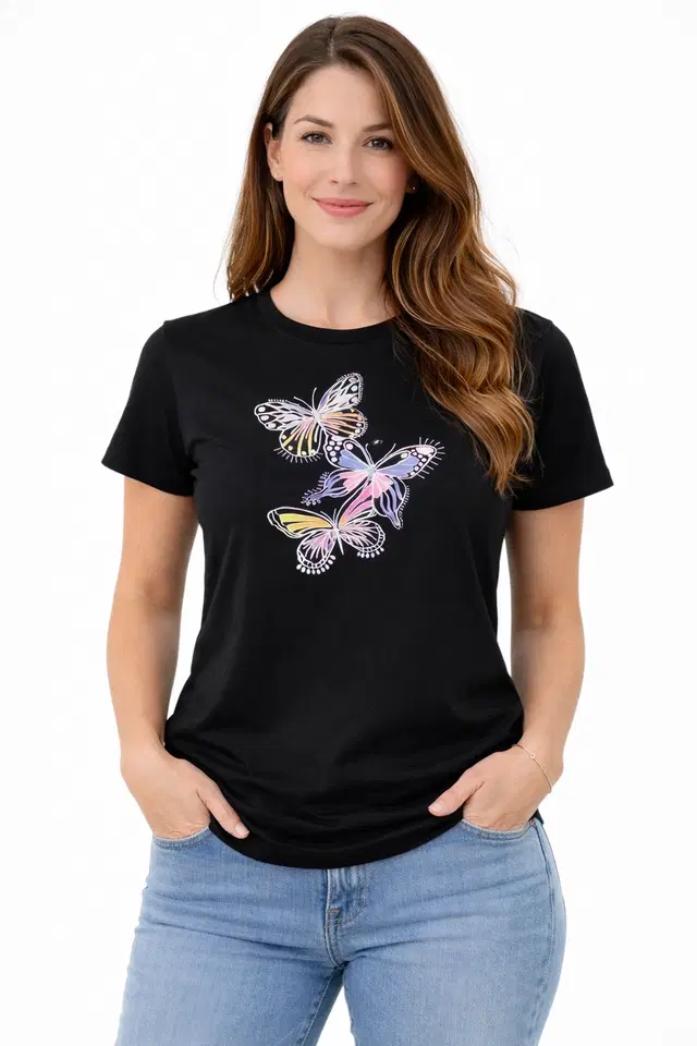 Cotton Blend Printed T-shirt for Men, Black (S)