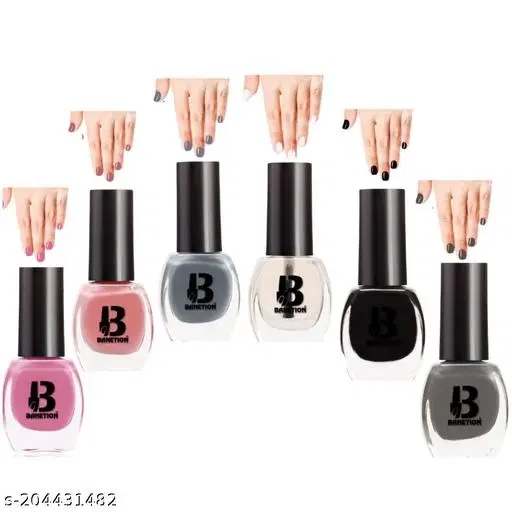 Banetion Matte Nail Polish, Multicolor, Pack of 6