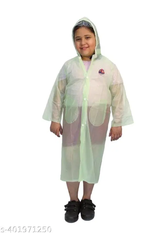 Polyester Rain Coat for Kids, Sea Green, 3-4 Years