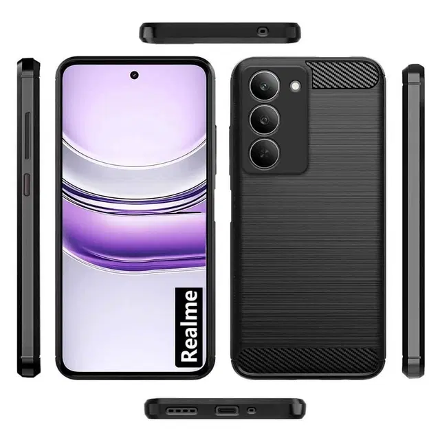 Rubber Back Cover For Realme Narzo 80X 5G, Black