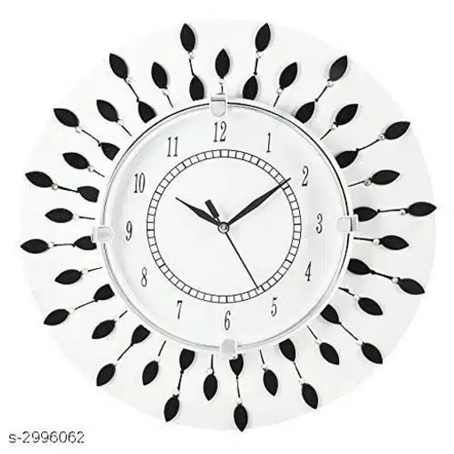 Wooden Wall Clock, White & Black