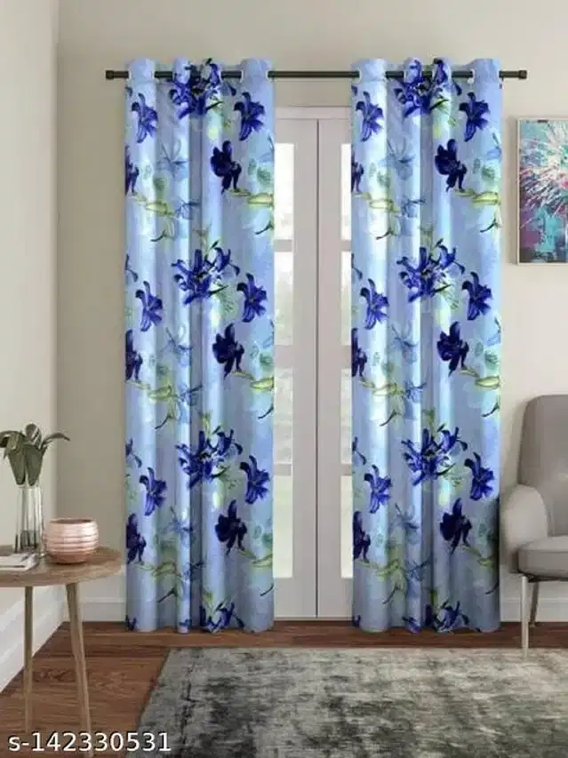 Polyester Window Curtain, Multicolor, 5 Feet, Pack of 2