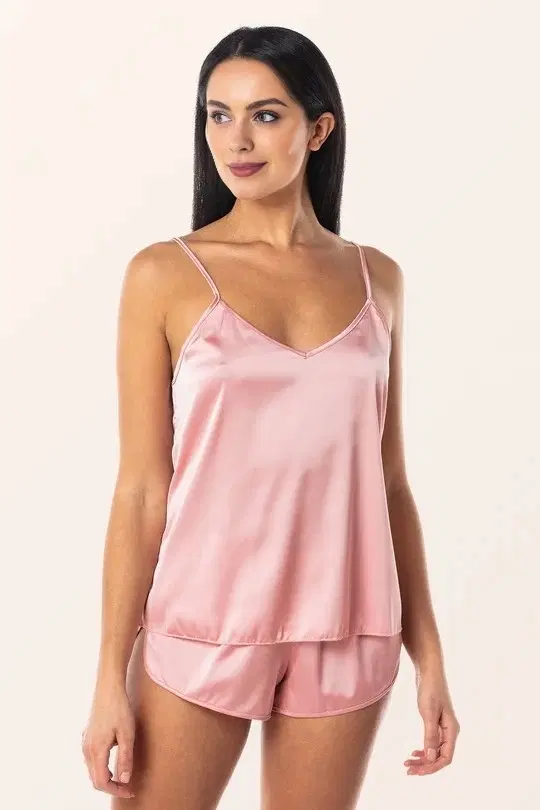 Satin Solid Babydoll for Women (Pink, Free Size)