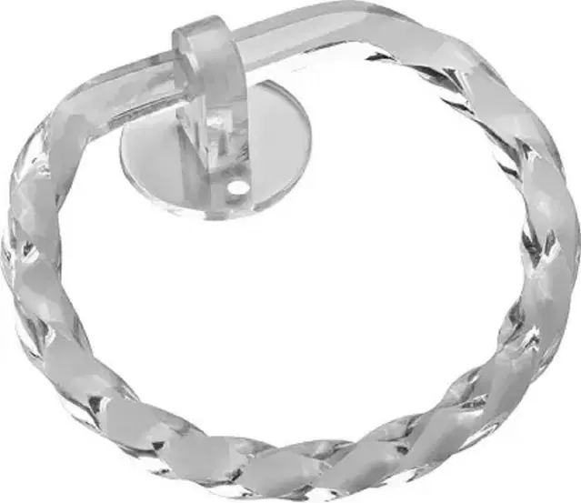 Acrylic Multipurpose Towel Ring with Wall Flange, Silver, Set of 1