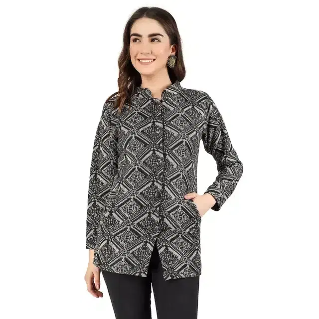 Woollen Blend Full Sleeves Cardigan for Women (Black, M)