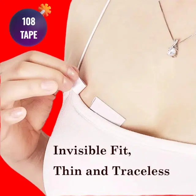 Acrylic Film Clothing 108 Double Sided Tape Strips, Transparent, Set of 1