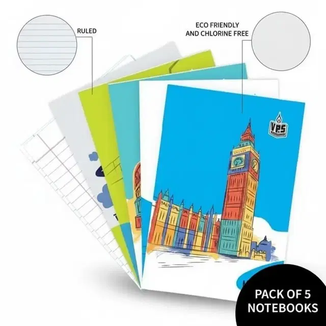 VPS 18×24 Ruled Notebook, 112 Pages, Pack of 5