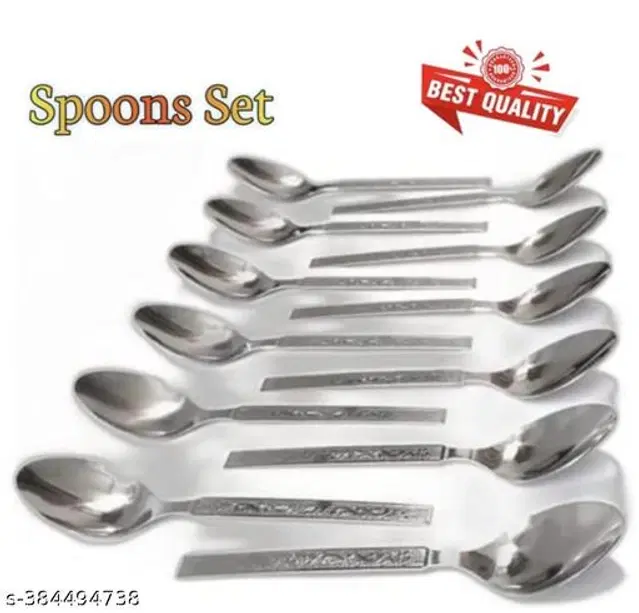 Stainless Steel Spoon, Silver, Pack of 12