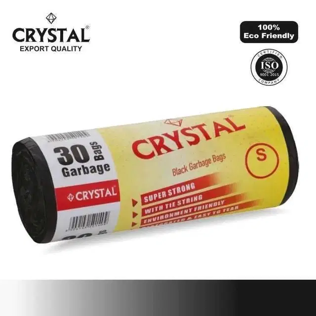 Crystal Garbage Bag On Roll 17 X 19 Black S-30 Pc